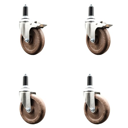 Service Caster 5 Inch 316SS High Temp Glass Filled Nylon 1-3/8 Inch Stem Caster Lck Brake, 2PK SS316TTLEX20S514-GFNSHT-2-S-2-138